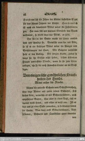 Von einigen sehr gewöhnlichen Krankheiten der Hunde