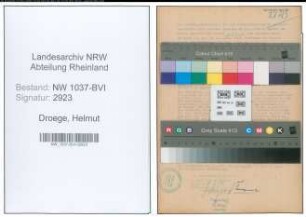 Entnazifizierung Helmut Droege , geb. 20.03.1906 (Angestellter)