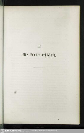 III. Die Landwirthschaft