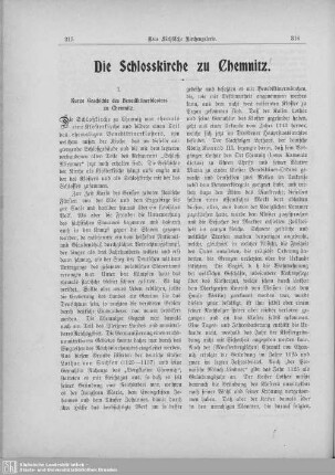 I. Kurze Geschichte des Benediktinerklosters zu Chemnitz