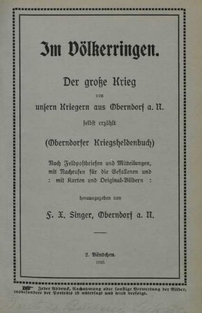 Bändchen 2: Im Völkerringen