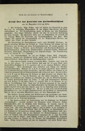 Bericht über das Konveniat von Nordwestdeutschland am 30. Dezember 1919 zu Köln