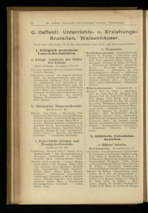 Oeffentl. Unterrichts- u. Erziehungs-Anstalten, Waisenhäuser