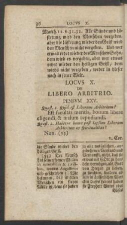 Locus X. De Libero Arbitrio