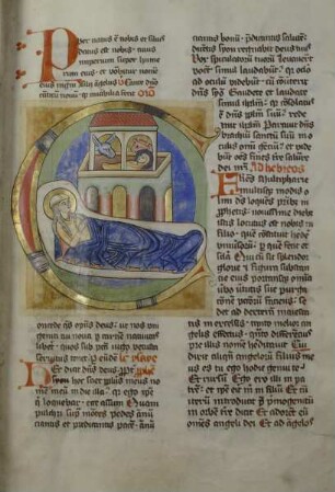 Ratmann-Sakramentar — Initiale mit Geburt Christi, Folio fol. 17r
