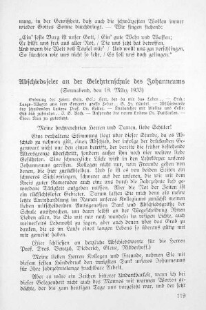 Abschiedsfeier an der Gelehrtenschule des Johanneums