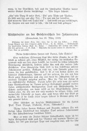 Abschiedsfeier an der Gelehrtenschule des Johanneums