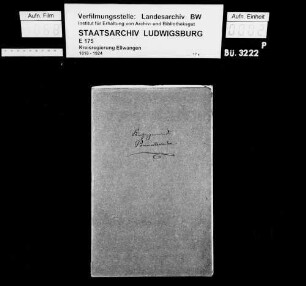 Schuldenwesen der kath. Pfarrgemeinde und der Stiftungspflege Pommertsweiler