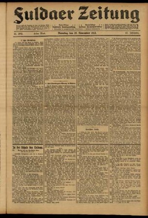 Erste Ausgabe vom Dienstag, den 25. November 1913.