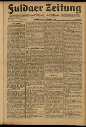 Erste Ausgabe vom Dienstag, den 25. November 1913.