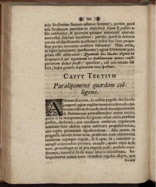 Caput Tertium. Paralipomena quaedam colligens.