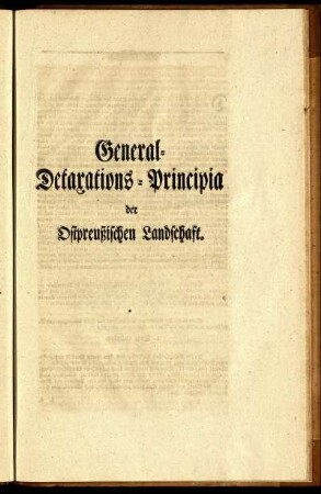 General-Detaxations-Principia der Ostpreußischen Landschaft.