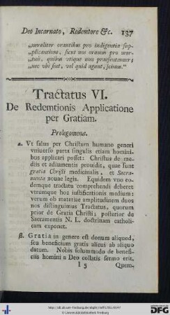 Tractatus VI. De Redemtionis Applicatione per Gratiam.