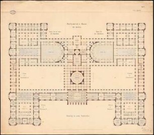 Preußisches Parlament, Berlin Schinkelwettbewerb 1859: Grundriss OG