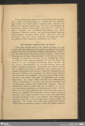 § 6. Die optischen Eigenschaften des Glases
