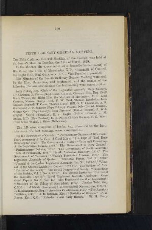 Fifth Ordinary General Meeting: Native Taxation in Fiji. By the Hon. Sir Arthur H. Gordon, G.C.M.G., Governor of the Fiji Islands.