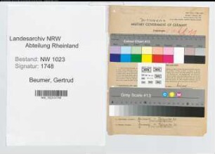 Entnazifizierung Gertrud Beumer , geb. 17.03.1895 (Lehrerin)