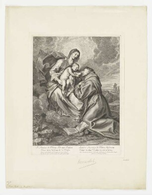 Saint Antoine de Padoue Adorant l’Enfant Jesus entre les bras de la Vierge