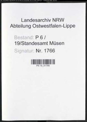 Sterberegister Standesamt Müsen