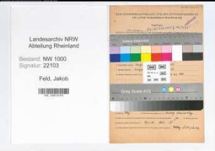 Entnazifizierung Jakob Feld, geb. 25.01.1898 (Gaertner)