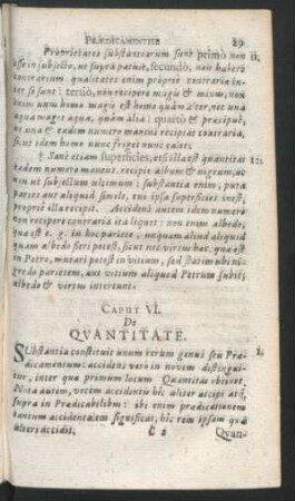 Caput VI. De Quantitate.
