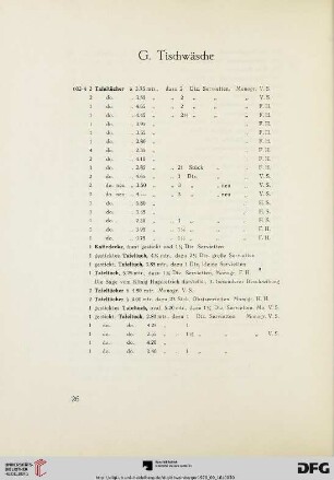 Tischwäsche (Nr.603-604)