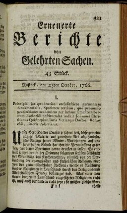 43 Stück. Rostock, den 23ten October, 1766
