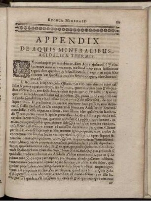 Appendix De Aquis Mineralibus, Acidulis & Thermis.