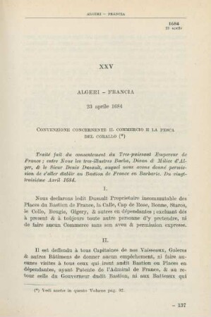 XXV Algeri - Francia 23 aprile 1684