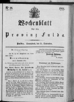 Nr. 38, Ausgabe vom 21. September 1861