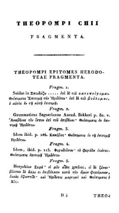 Theopompi Epitomes Herodoteae Fragmenta.