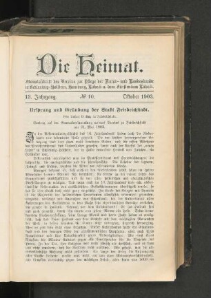 13. Jahrgang. No. 10. Oktober 1903.