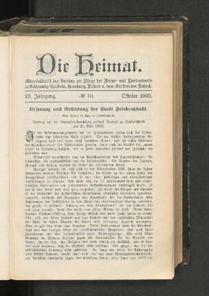 13. Jahrgang. No. 10. Oktober 1903.