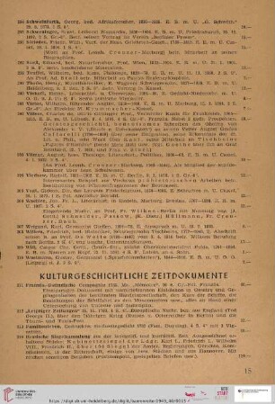 Kulturgeschichtliche Zeitdokumente (Nr. 311 - 331)