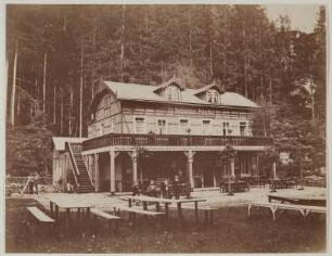Sächsische Schweiz, Polenztal. "Restauration im Polenzthal" (2. H. 19. Jh.)