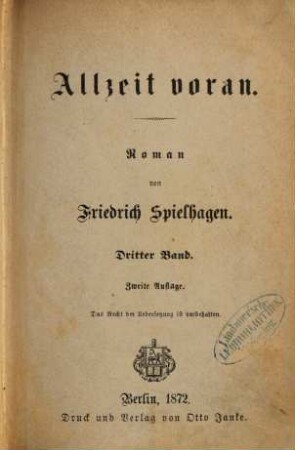 Allzeit voran : Roman, 3. Band