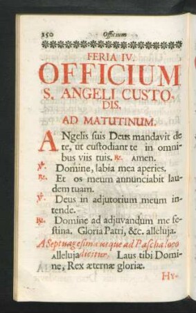 Feria IV. Officium S. Angeli Custodis