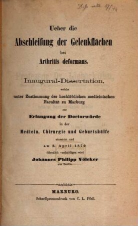 Über die Abschleifung der Gelenkflächen bei Arthritis deformans