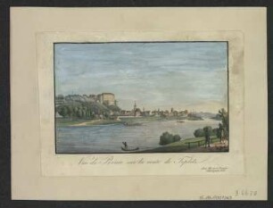 Ansicht von Pirna, Stich, 1830 : Vue de Pirna sur la route de Teplitz. - Dresde : Meser , [um 1830?]. - 1 Kunstbl. : Stich ; 15 x 9 cm
