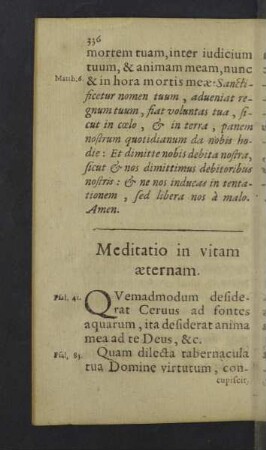 Meditatio in vitam aeternam.