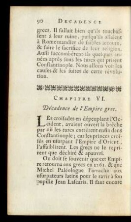Chapitre VI. Décadence de l'Empire grec.