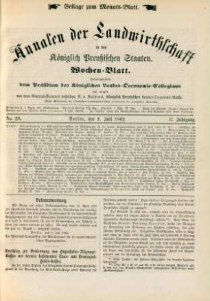 No. 28. Berlin, den 9. Juli 1862. II. Jahrgang.
