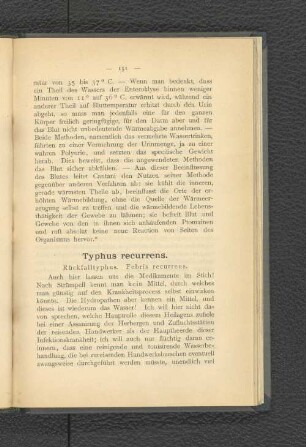 Typhus recurrens. Rückfalltyphus. Febris recurrens.