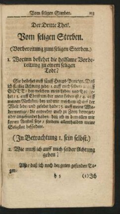 Der Dritte Theil. Vom seligen Sterben.