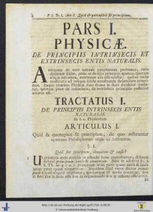 Pars I. Physicae.