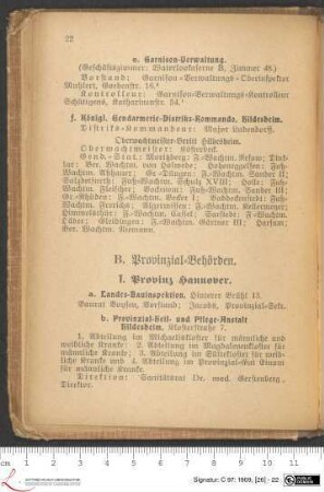 B. Provinzial-Behörden.
