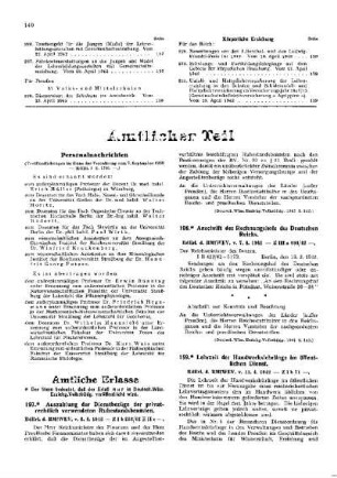 Auszahlung der Dienstbezüge der privatrechtlich verwendeten Ruhestandsbeamten : [Amtliche Erlasse] ; [Amtlicher Teil]