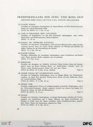 Frühporzellane der Sung- und Ming-Zeit (Gruppe der Lung-Ch’üan-Yao, Sogen. Seladone) (Nr. 123-157)