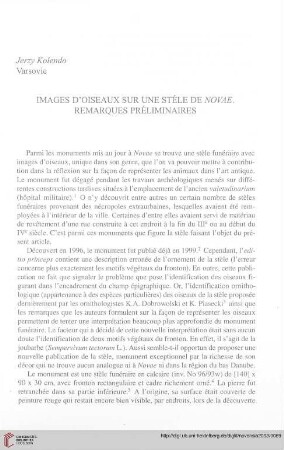 14: Images d'oiseaux sur une stéle de Novae : remarques préliminaires