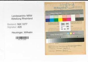 Entnazifizierung Wilhelm Heusinger , geb. 02.07.1908 (Polizist)